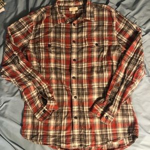 Sonoma Orange Plaid Button Down Flannel